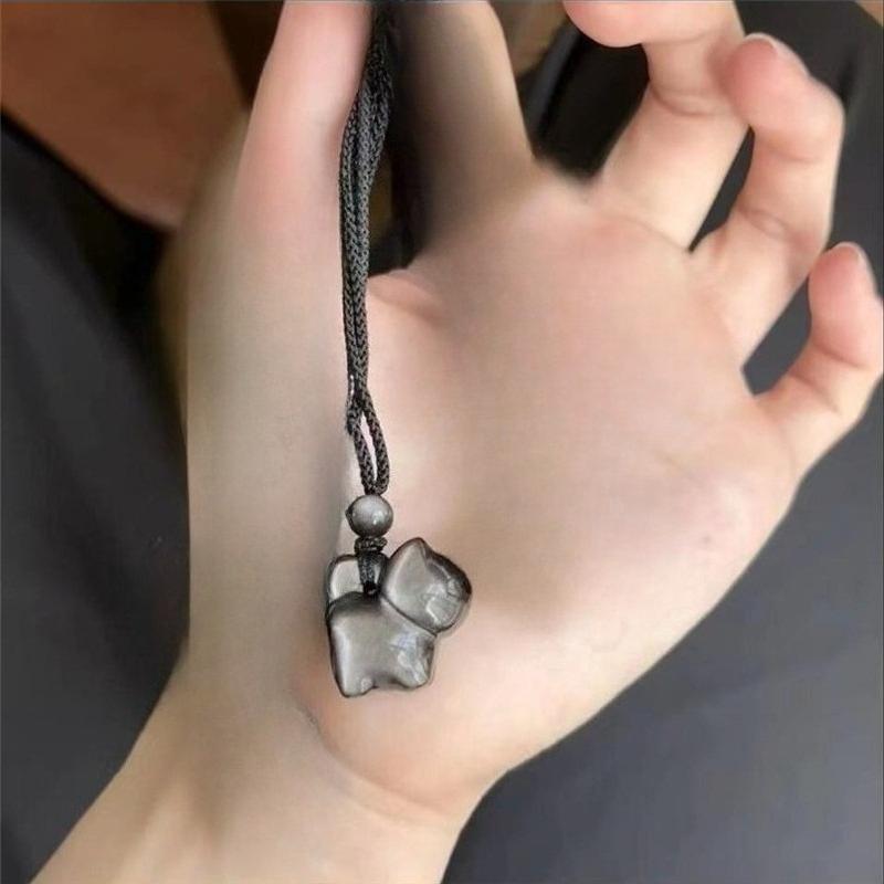Where Winds Meet Silver Obsidian Cat Phone Charm Midnight Blades Game Player Pendant Anime Cosplay Backpack Charm for Game Fans