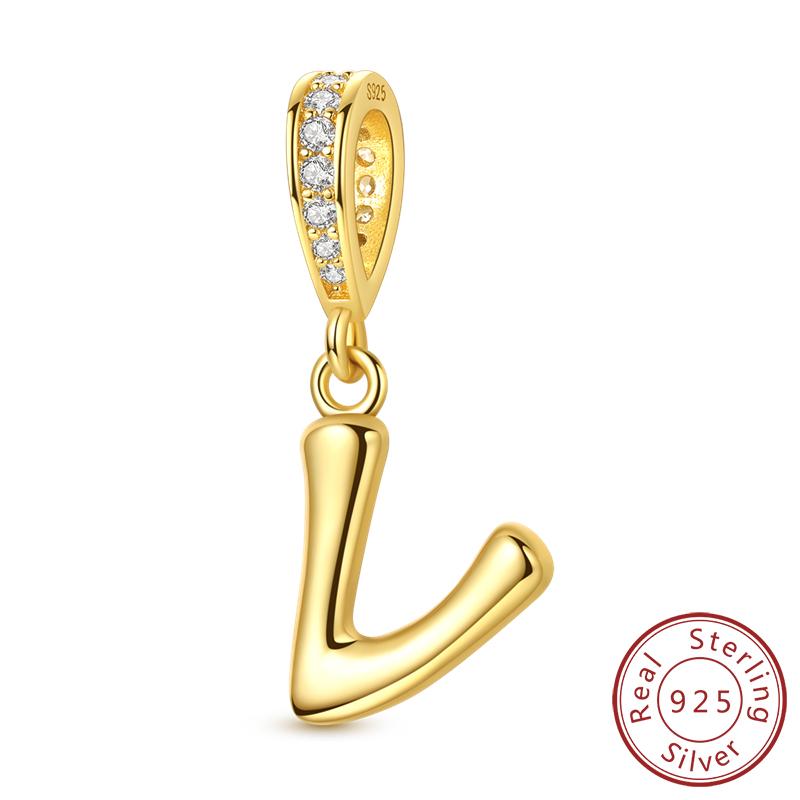 Dekorative Charms Perlenelemente Echtes Kupfer A-Z Alphabet 26 Buchstaben Charm Dekorationen Anhängerstück Geeignet Für Authentischen Armreif Armband