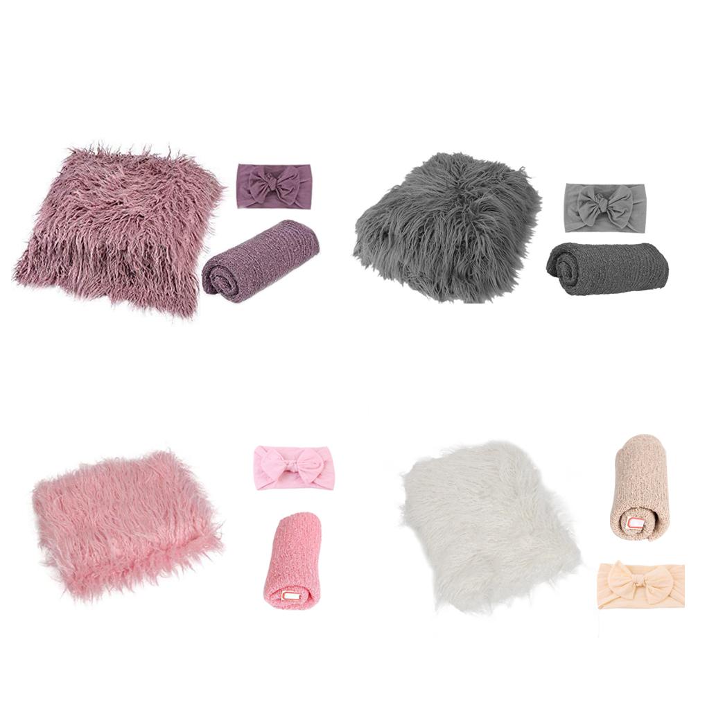 3pcs Baby Clothes Photography Props Newborn Dress Cotton Polyester Baby Wrap Suit 0-6months