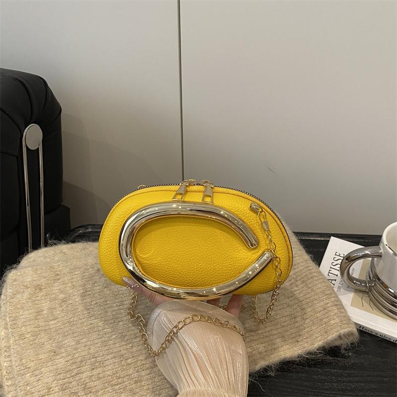 Crossbody Bag Metal Decorative Clutch Bag New Chain Box Shoulder Bag Women's Dinner Bag Women's