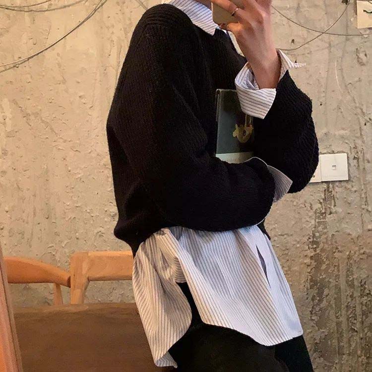 WTEMPO Office Ladies Spring Fall Striped Bottoming Long Sleeve Shirts Women Large Size Butttons Turn-down Collar Casual Shirts