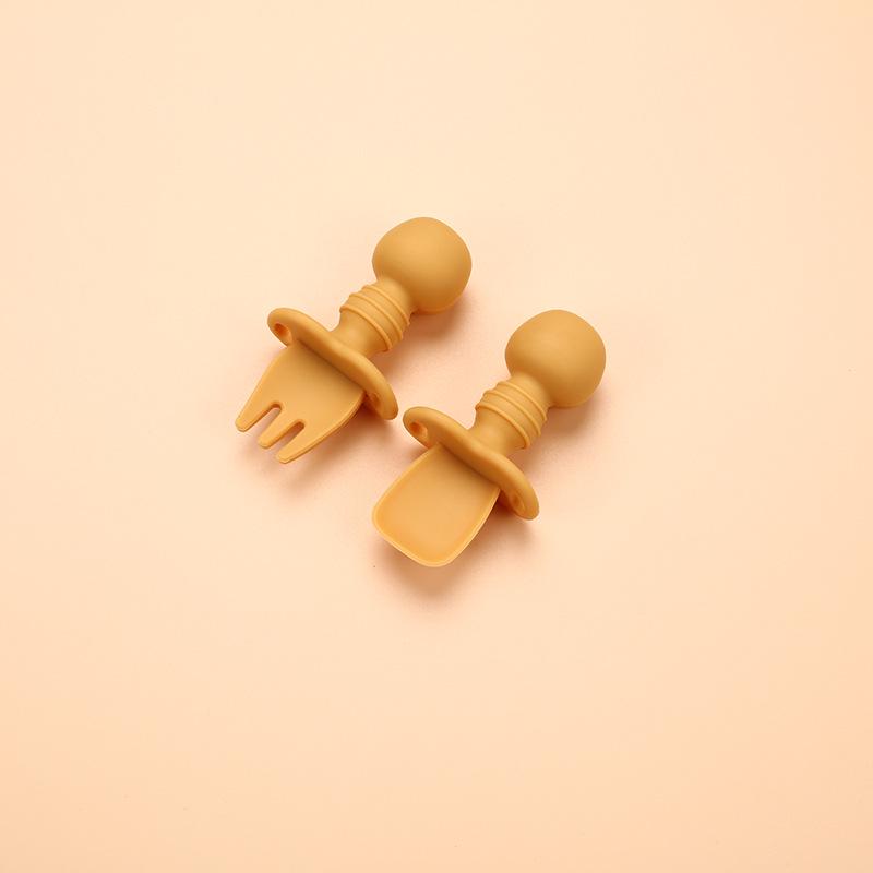 

Cross-border Silicone Baby Fork & Spoon Set for Infants & Toddlers - Food Grade Learning Utensils