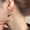 Trendy Brown Stone Pearl Beaded Pendant Earrings for Women Girls Maillard Vintage Earrings Buckle Vacation Jewelry Accessories