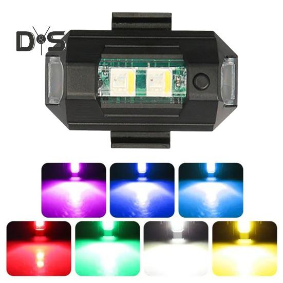 2 Stück LED-Blitzlichter für Drohnen, 7 Farben, wiederaufladbar über USB, Warnlicht für Flugzeuge, Reiten, fliegende Antikollisions-Rücklichter für Flugzeuge und Motorräder