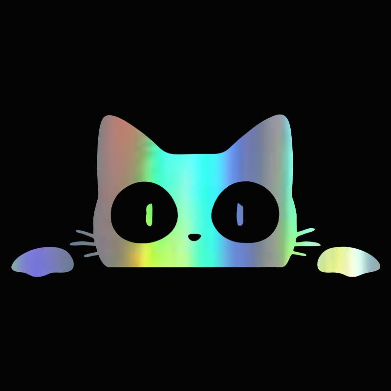 G154 1 Stück Universal Überraschung Katze Spähender Aufkleber Schwarz/Weiß Lustiger Vinyl Aufkleber Autostyling Dekorationszubehör