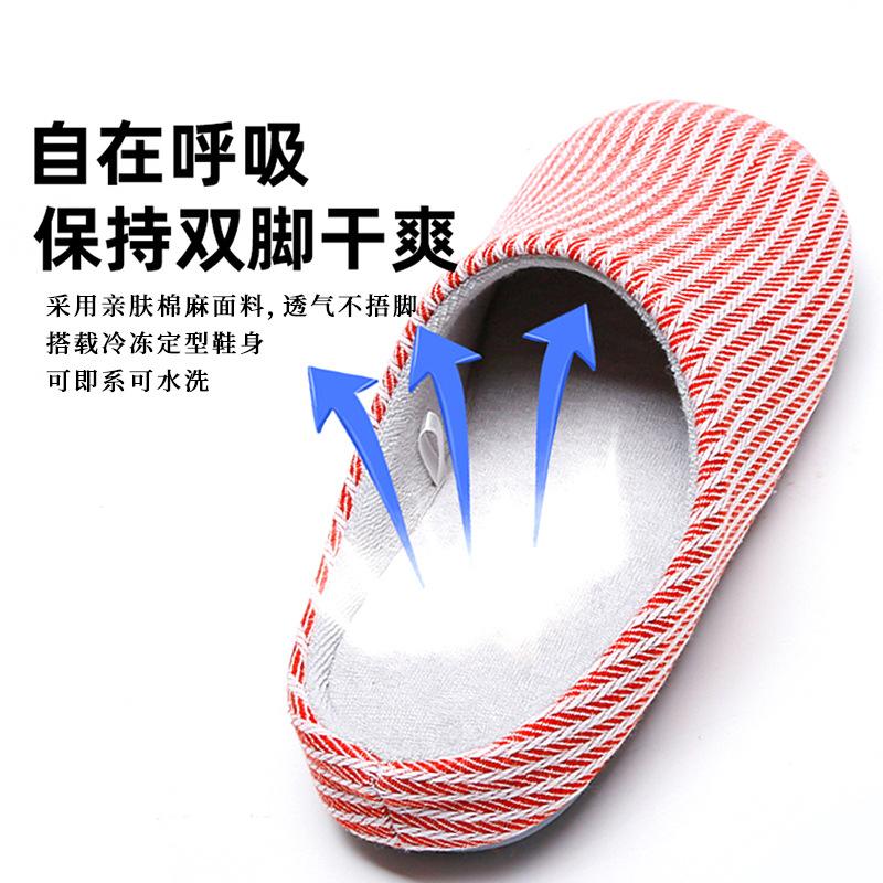 Herbst und Winter weiche Sohle offene Baumwoll- und Leinenpantoffeln Damen Holzboden rutschfest Indoor Zuhause maschinenwaschbar Haushaltsbaumwollpantoffeln