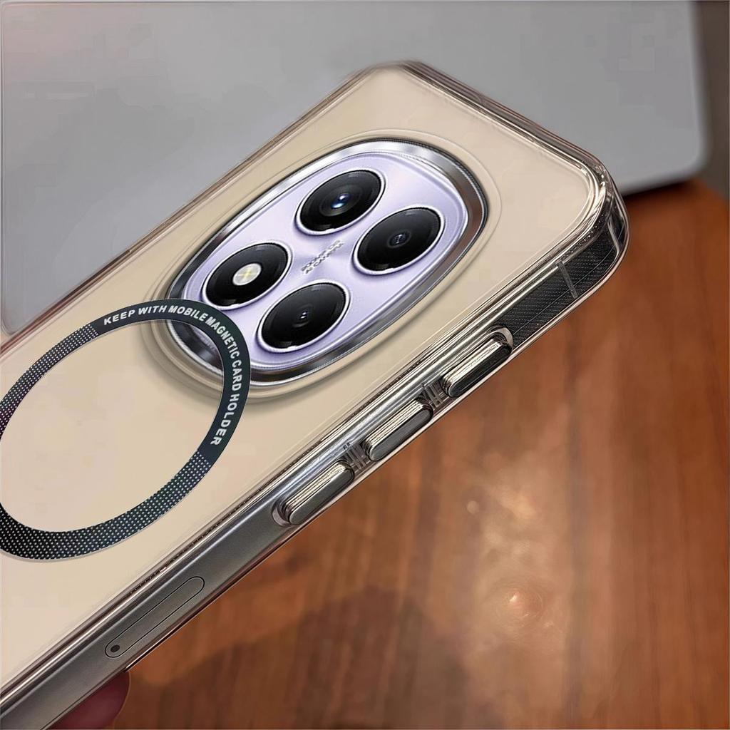 Case for Xiaomi Redmi Note 14 Pro 5G,Pro 4G,POCO X7 5G Minimal Semi-Transparent Magnetic Casing Raised Electroplated Lens Bezel Anti-Slip