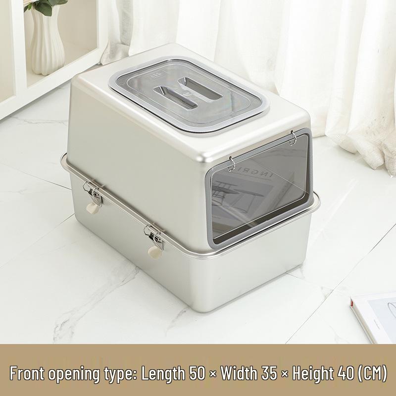 All-Steel Enclosed Stainless Cat Litter Box, Odor & Splash Proof, Extra Large