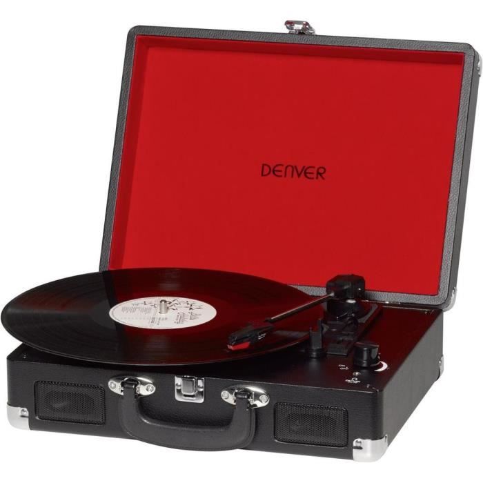 Tourne-disque semi-automatique Denver - Noir - Numérisation USB - 33/45/78 tours/min