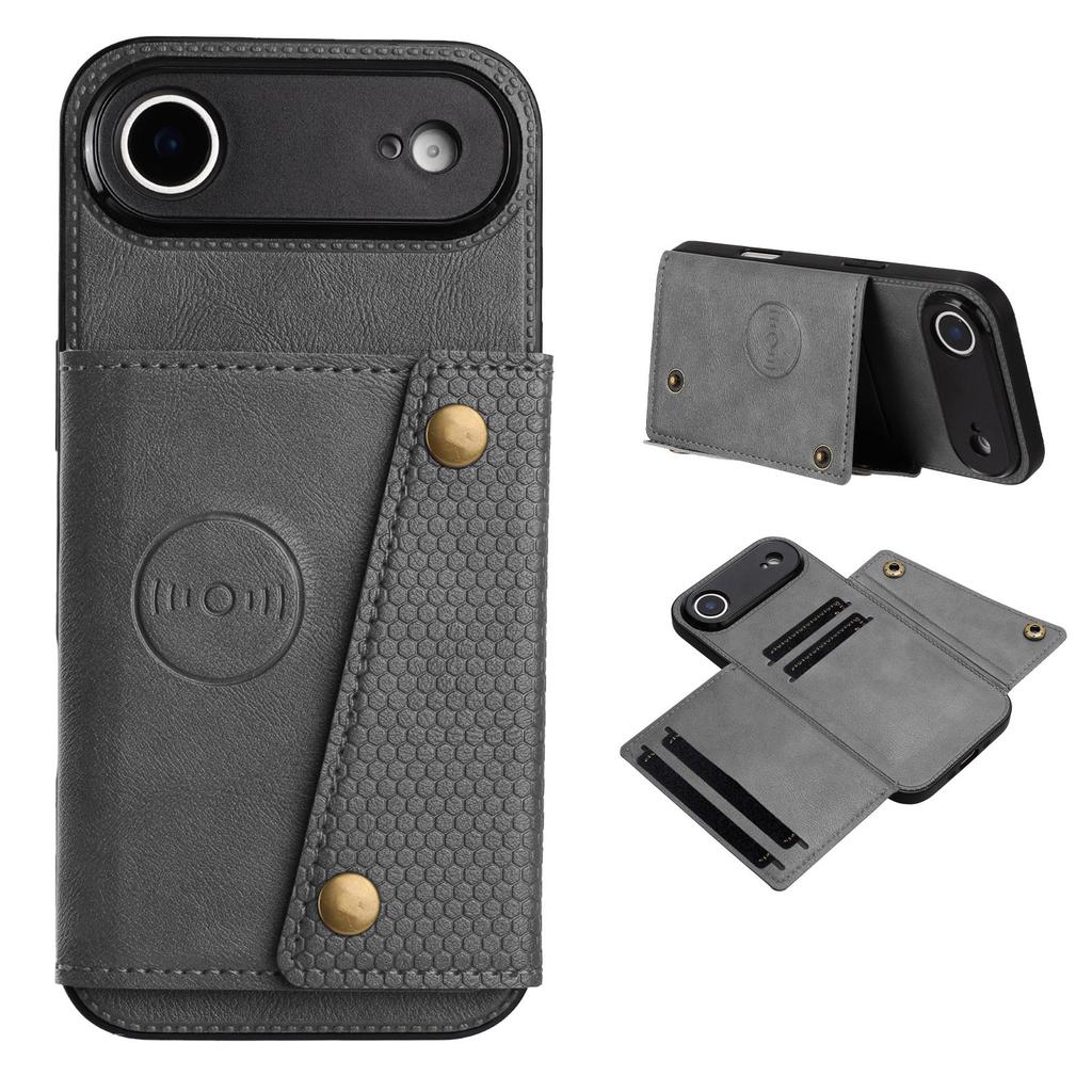 For iPhone Air Case with Card Slots Kickstand Leather + TPU Phone Cover
