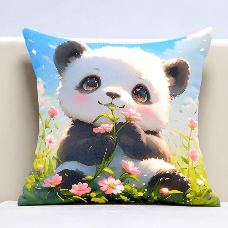 Cute Panda Pillowcase Dormitory Decoration Office Living Room Sofa Home Pillowcase