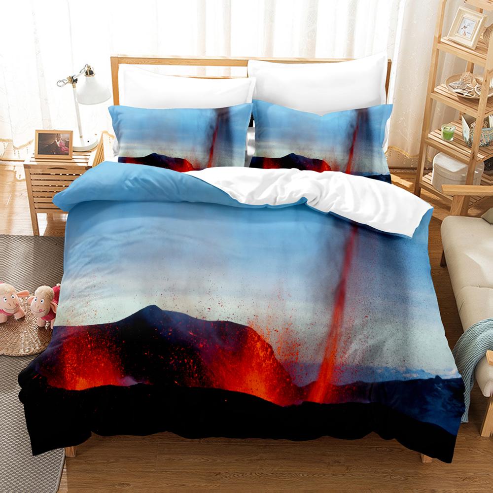 Volcanic Beding Set Single Twin Ful Quen King-Sized Dimensionsd Dimensions Desert Bed Linen Set Aldult Kid Bedrom Thre-piece Suits 3D Print Men