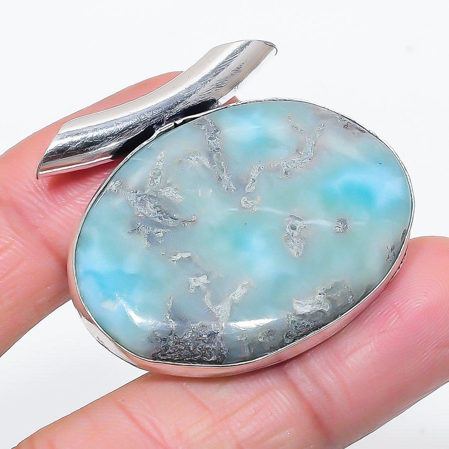 

Натуральный Ларимар Драгоценный камень Ручная работа 925 Стерлинговое серебро Ювелирная подвеска 1,46 t3R21