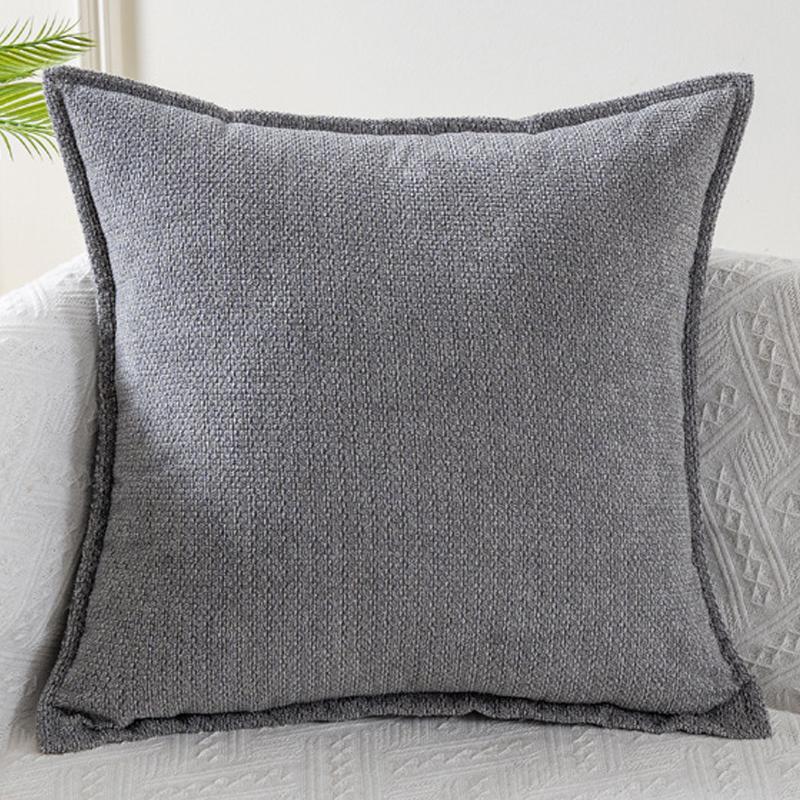 Solid Plush Square Throw Pillow Cover With Piped Edge For Sofa Bed Office Living Room Home Decor
