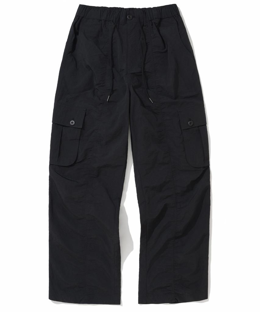 NOT4NERD Contour Shirring Nylon Cargo Pants - Black