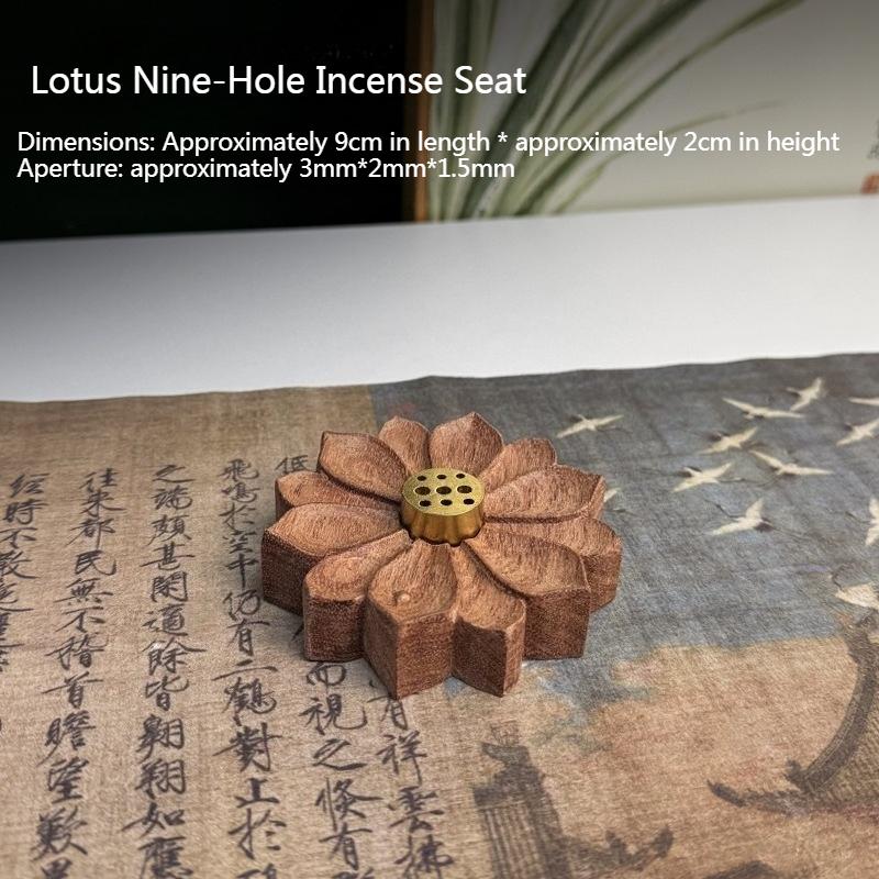 

Solid Wood Lotus Nine-Hole Incense Seat Incense Insert/Indoor Sandalwood Agarwood Creative Joss Stick Insert Home Decoration
