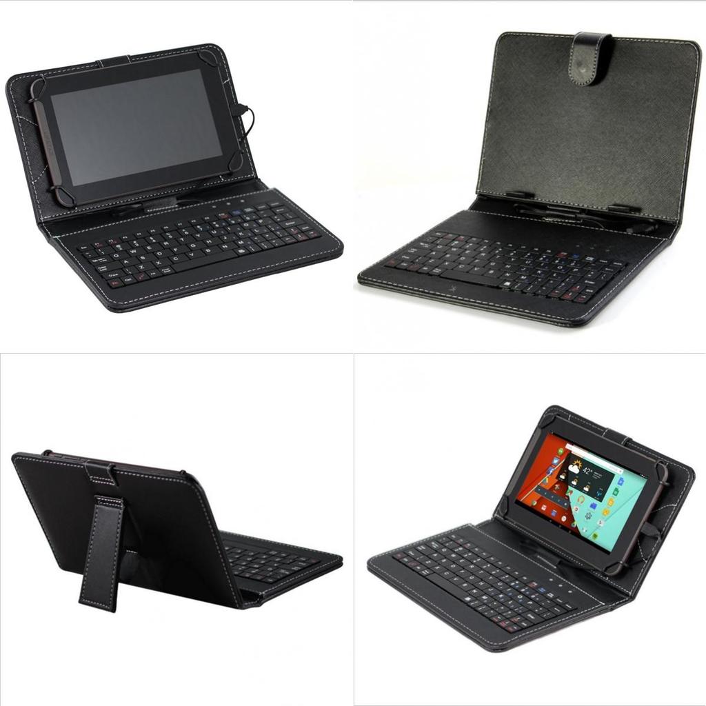 Universal 7-inch Tablet Pc Keyboard Flip Stand Case With Premium Pu Leather Protection