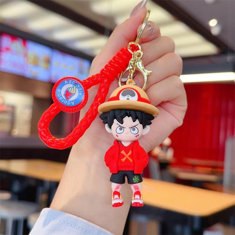 Cartoon One Piece Keychain: PVC Figurine Charm for Bags & Cars, Cute Gift