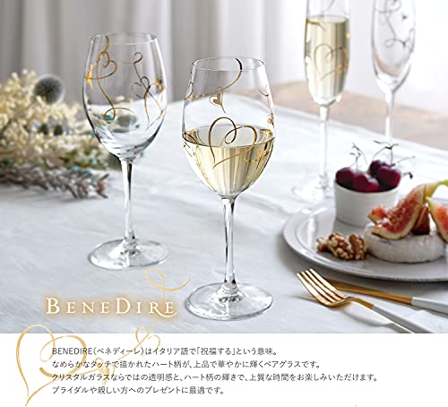 Toyo Sasaki Glass Benedile Wine Glasses, 355ml, Set of 2, Heart-Shaped, Suitable for Red and White Wines, Made in Japan, Dishwasher Safe, Stylish, G45