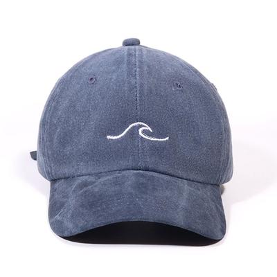 Trend Wellenmuster Stickerei Baseballkappe Breiter Schirm Unifarbene Entenschnabelmütze Lässige Baseballkappe Herren
