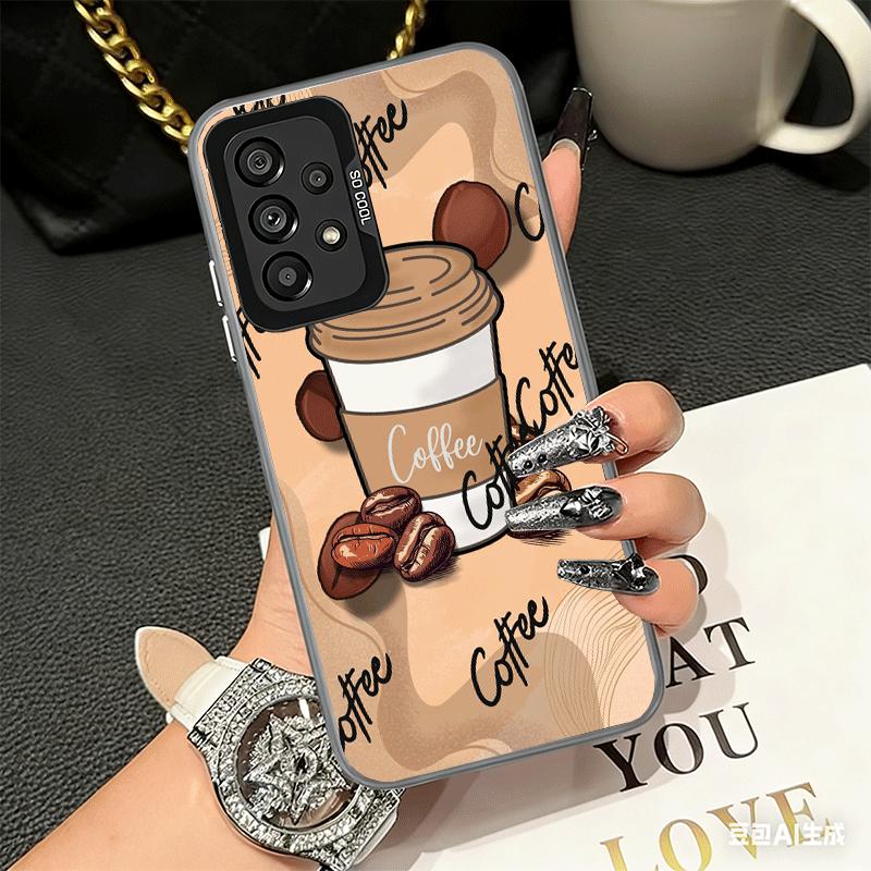 Black Coffee Fashion Style Shockproof Phone Case for Samsung A17 A16 A15 A14 A37 A57 A36 A56 A26 A35 A55 A25 A34 A54 A24 A13 A23