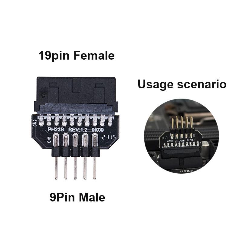 Motherboard USB 9Pin to 19Pin Interface Header Splitter Extension Cable Adapter 20Pin to 9Pin USB HUB USB 2.0 Connector for PC