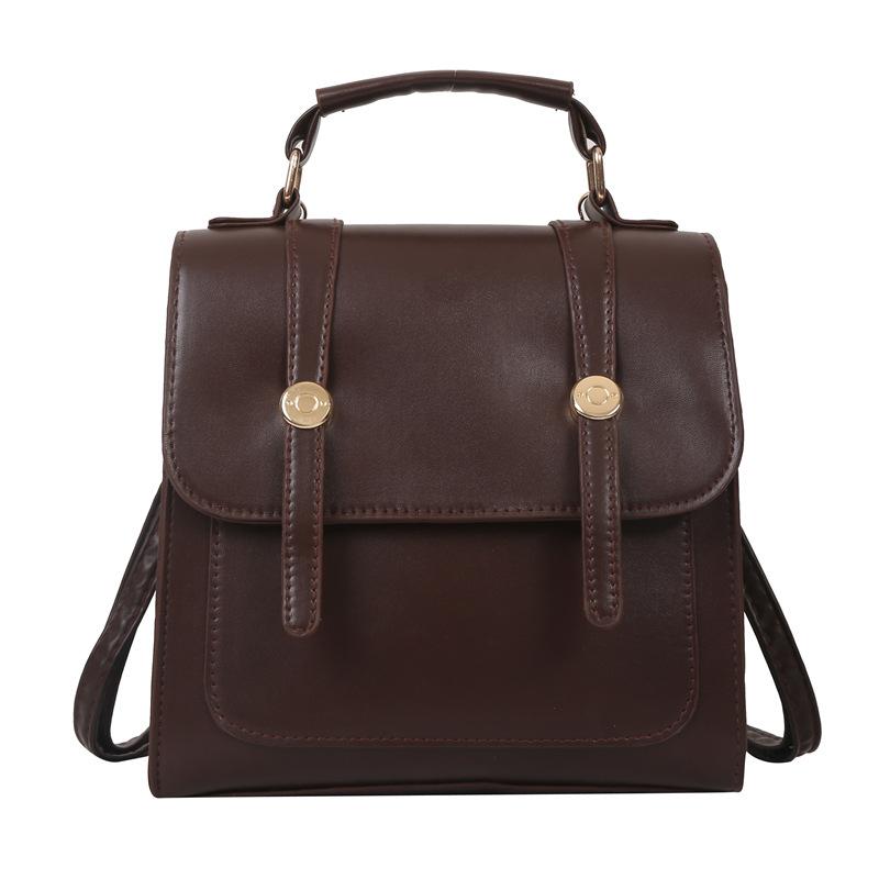 Einfacher einfarbiger Schulterrucksack für Damen Handtasche für Pendler aus Kunstleder