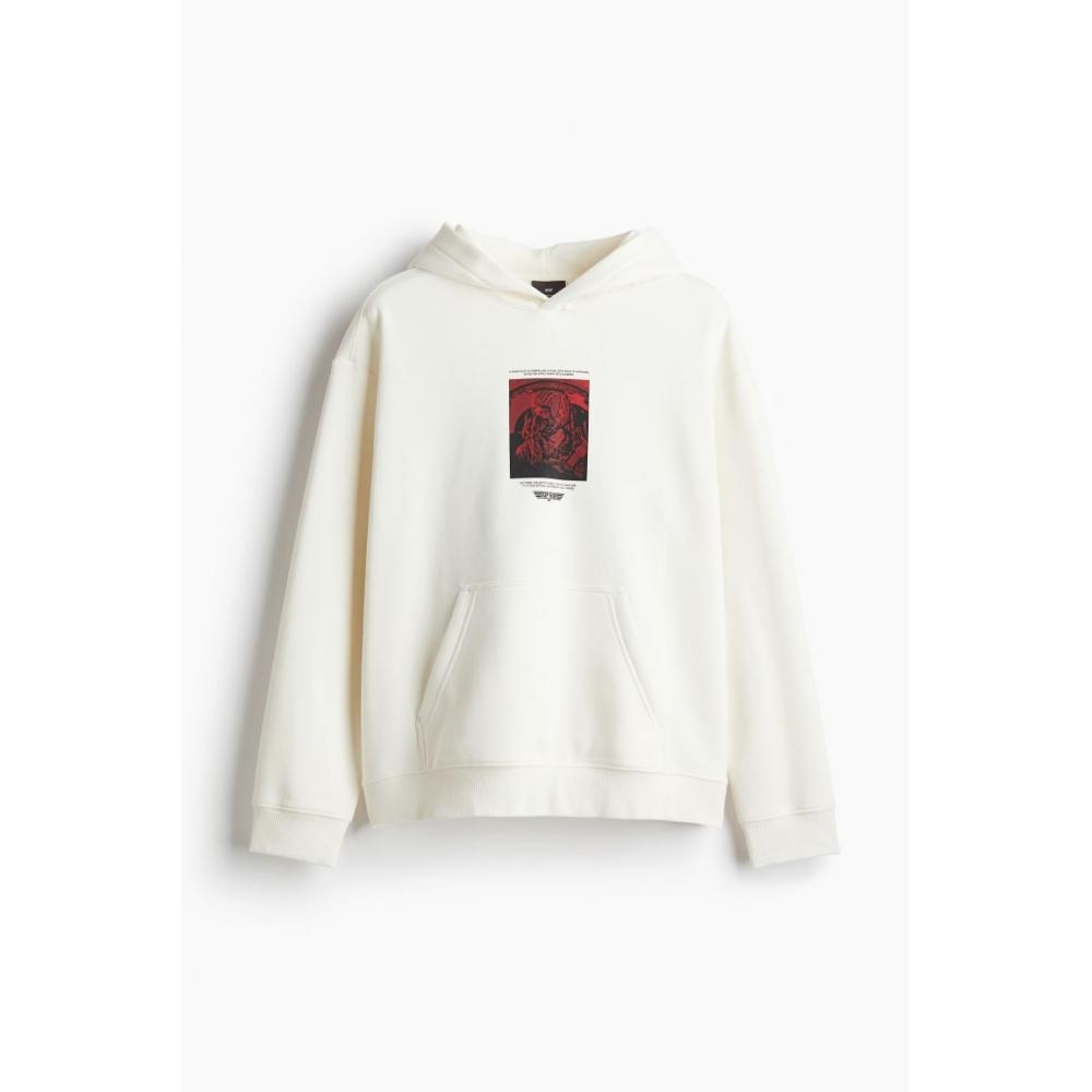 H M Loose Fit Hoodie creaM Top Gun