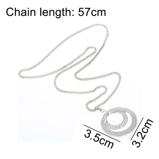 Damenmode Doppelkreise Strassbesetzt Lange Kette Halskette Schmuck Geschenk