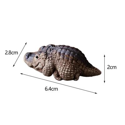 Mini Alligator Pottery Clay Sculpture Small Animal Statue Crocodile Figurine Tabletop Decoration for Home Office