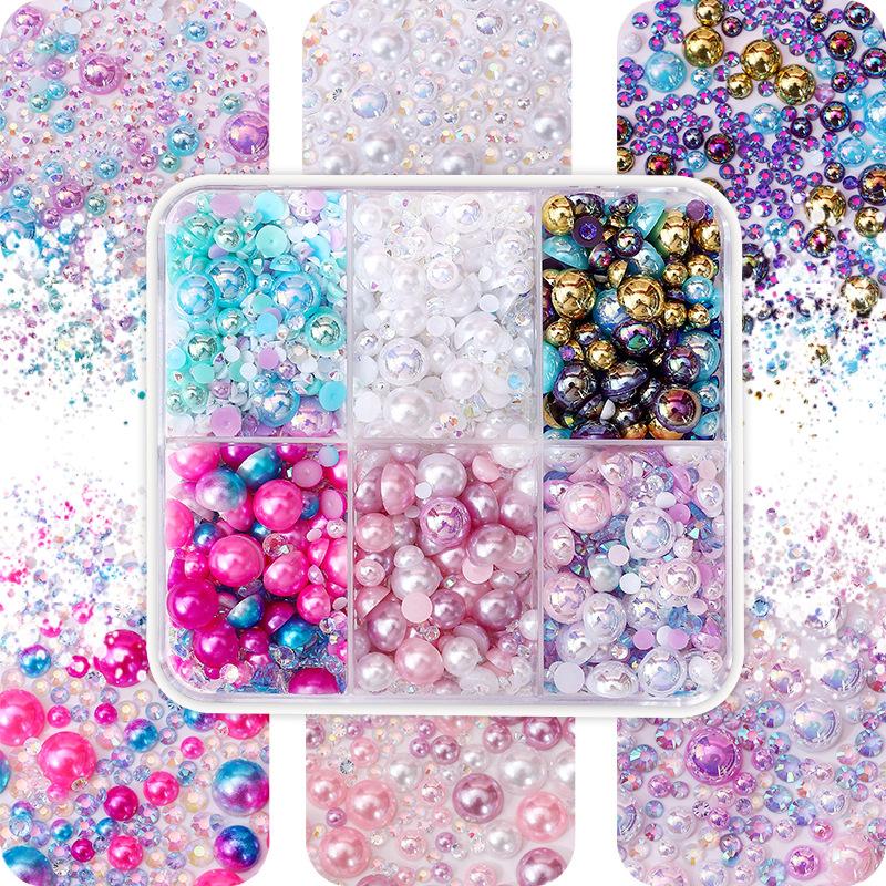 

Semicircular Pearl Resin Diamond Set 3-10Mm Highlight Semicircular Pearl Mixed Diy Jewelry Accessories Nail Diamond