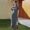 FILA Original Split Goddess Skirt III Fashion Simple Classic Retro Elegant Relaxed Casual Versatile Comfortable Short Sleeve Dress F51W629304FGY