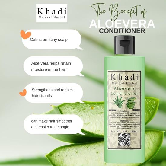 KHADI NATURAL Ziołowy Szampon Amla Bhringraj i Odżywka Aloesowa w Zestawie || Odpowiedni do Wzrostu Włosów | Włosy Suche i Puszące się  (200 ml każdy)