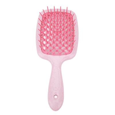 Brosse à cheveux ventilée courbée Massage du cuir chevelu Brosse démêlante Palette Outil de coiffage pour séchage rapide Rose