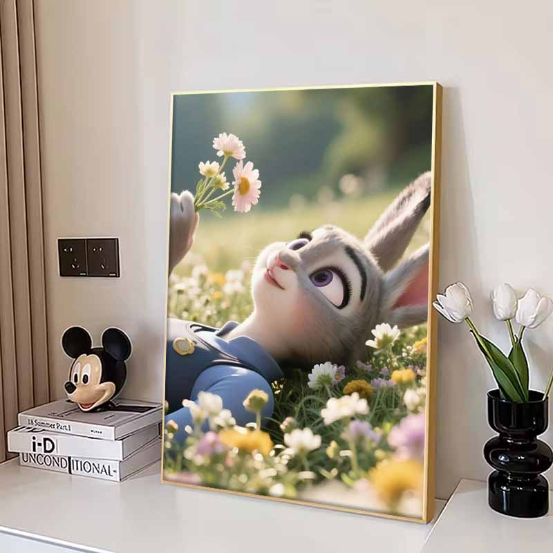 Disney 5D DIY Diamond Painting Zootopia Healing Illustration Cartoon Full Diamond Mosaic Diamond Painting Art Wall Decoration Craft Set