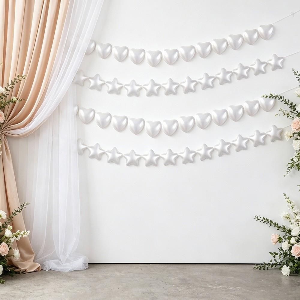 10/12/15/20pcs Plastic Beaded Garland Heart-shaped Stars White Ball Pendant Wall Decor