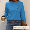 JPNTKY Women's Fashion Casual Solid Color Print Long Sleeve V Neck Blouses & Shirts