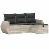4 Piece Garden Sofa Set with Cushions Light Grey Poly Rattan