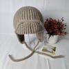 Handmade knitted wool hat Children's autumn and winter warm ear protection headgear strap Lei Feng hat