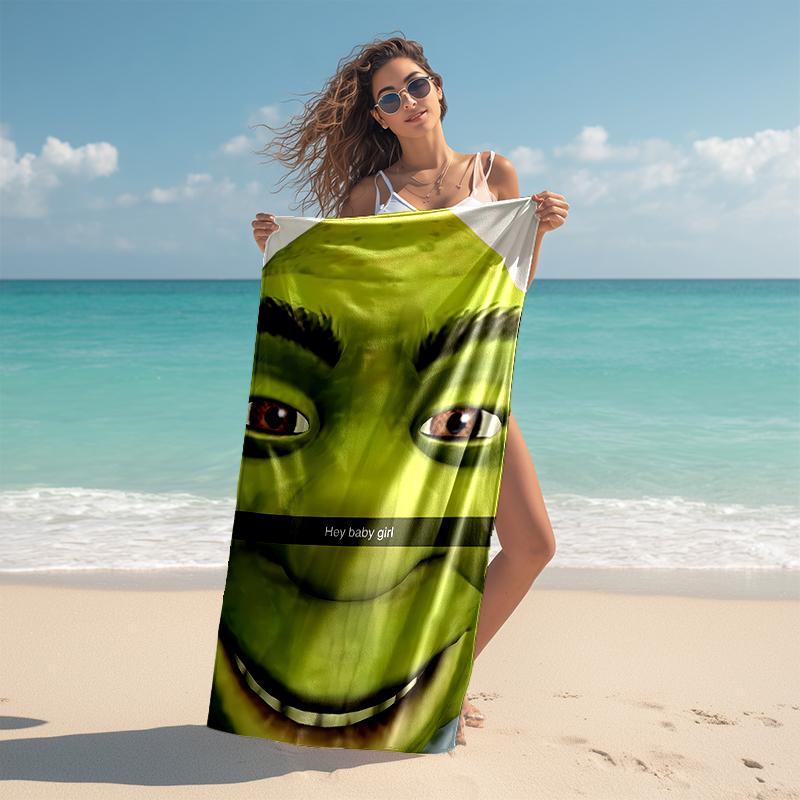 1pc Shrek4 Beach Towel, Comfortable and Thick, and Swimming/Bath/Picnic/Camping Towel, Suitable for Seaside Beaches