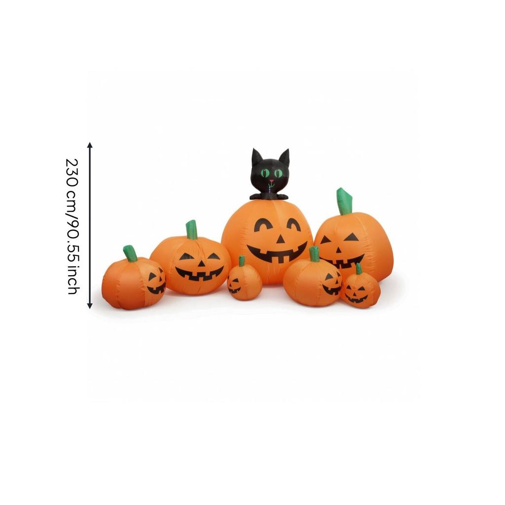 Cat and Pumpkin Lighted Inflatable with Pumpkins Halloween Decoration for Lawn,