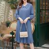 ZANZEA Women Lapel Collar Solid Color 3/4 Sleeve Dress