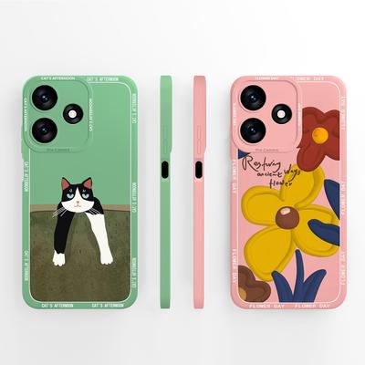 Skirtas Tecno Spark 10 Pro 10C 4G telefono dėklo dangtelis Fashion Butterfly Sunflower smūgiams atsparus matinis kvadratinis minkštas silikoninis ekrano apsauginis sluoksnis, skirtas Tecno buferiams