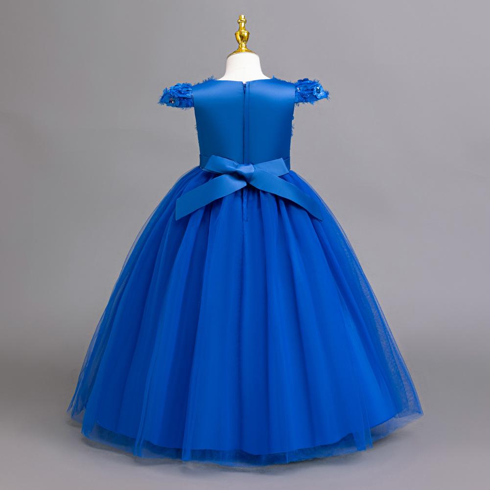 2026 Mädchenkleider Mittelgroße und Große Kinder Puffärmel Pailletten Hochzeit Blumenmädchen Klavieraufführung Prinzessinnenkleider Lang Lieblingskleid des Mädchens