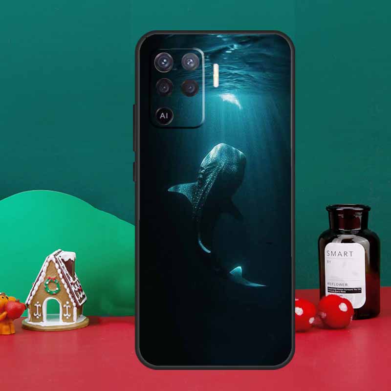 Cute Ocean Whale Fish Case For Oppo A98 A78 A58 A38 A18 A54 A74 A94 A80 A60 A40 A96 A76 A16 A15 A17 A57 A5 A6 Pro