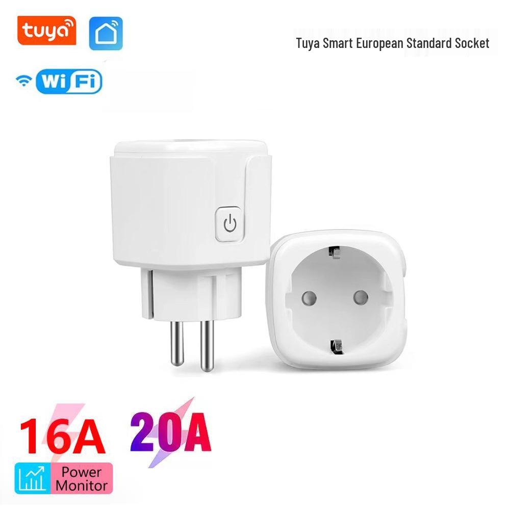 Smart EU Tuya Socket: 16A Wi-Fi Timer, Alexa Compatible with Remote Control & Energy Meter