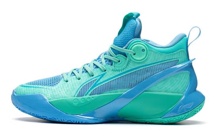 Li Ning YOUNG Sonic 10 V1 Cushioning, Wear Resistant Mid top Basketball Shoes Neon Jade Green Teenagers YKBS022-3 42