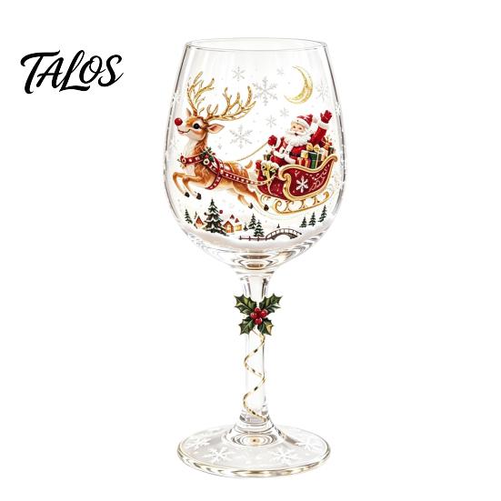 Dekoratives Glasgeschirr für Feiern Weihnachts-Weinglas, Weihnachtsmann Schneemann Rentier Strumpf Baum Kranz Muster Premium-Becher Feiertags-Glasware