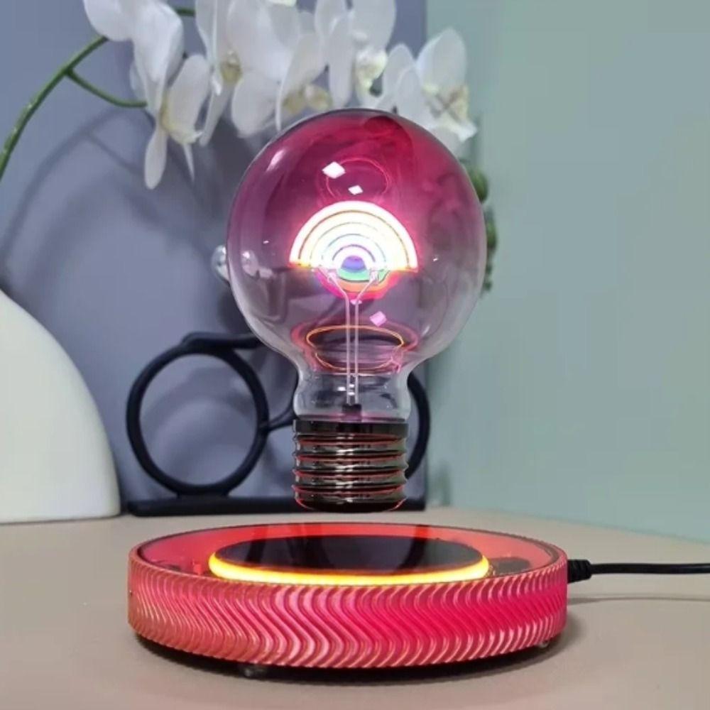 Black Technology Magnetic Levitation Rainbow Light Bulb Glass Material Romantic Atmosphere Maglev Rainbow LED Night Light