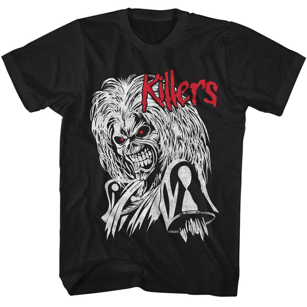 Iron Maiden Black White Eddie Red Eyes Killers Men T Shirt Rock Band Merch XXXL